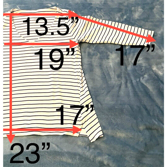 J JILL Petite S Black White Stripe 100% Pima Cotton 3/4 Sleeve V Neck Knit Top - Picture 7 of 7